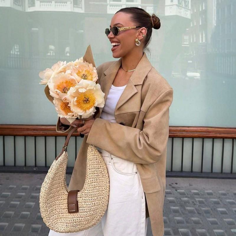 Womens Slim Fit Suede Blazer Jacket Casual Office Wear Street Style
