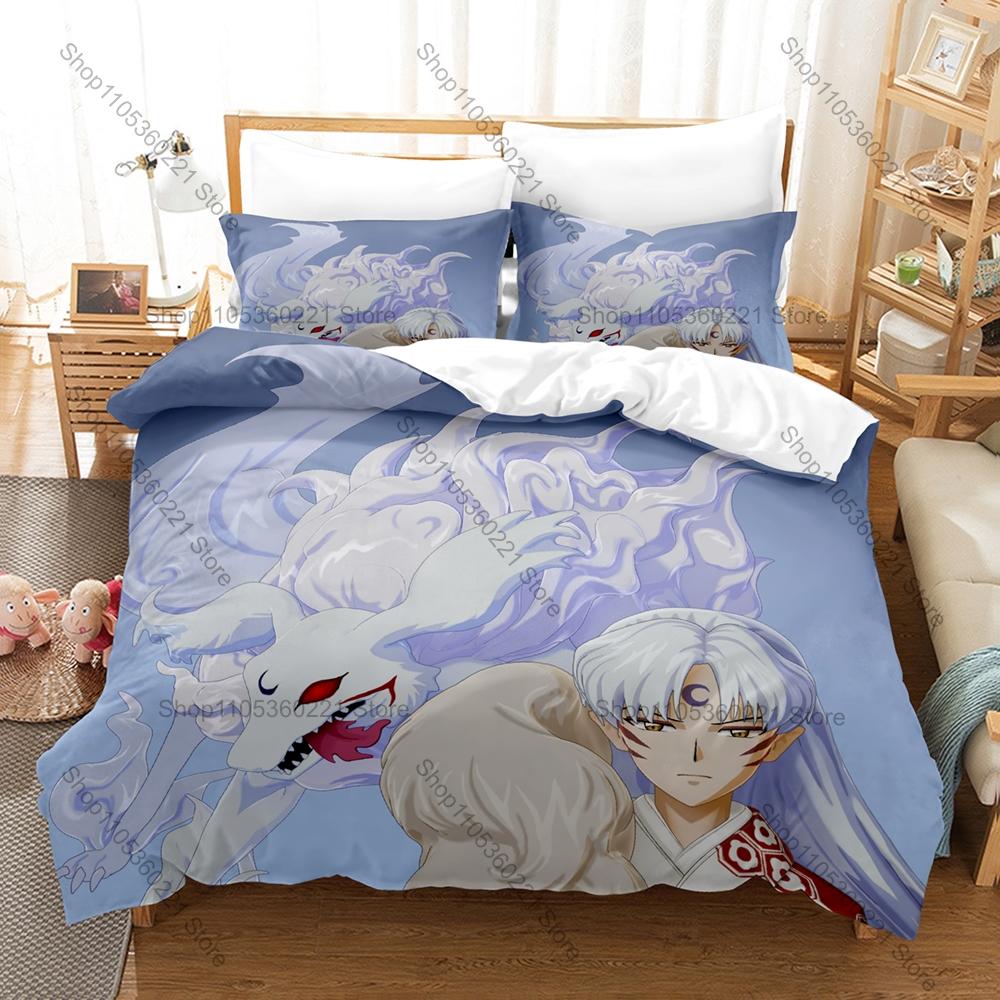 Крутой постельный комплект I-Inuyasha Пододеяльник + 2 Наволочки Классическое Фэнтези Демон Аниме Полудемон Волчьи Волосы Сессомару Декор Спальни