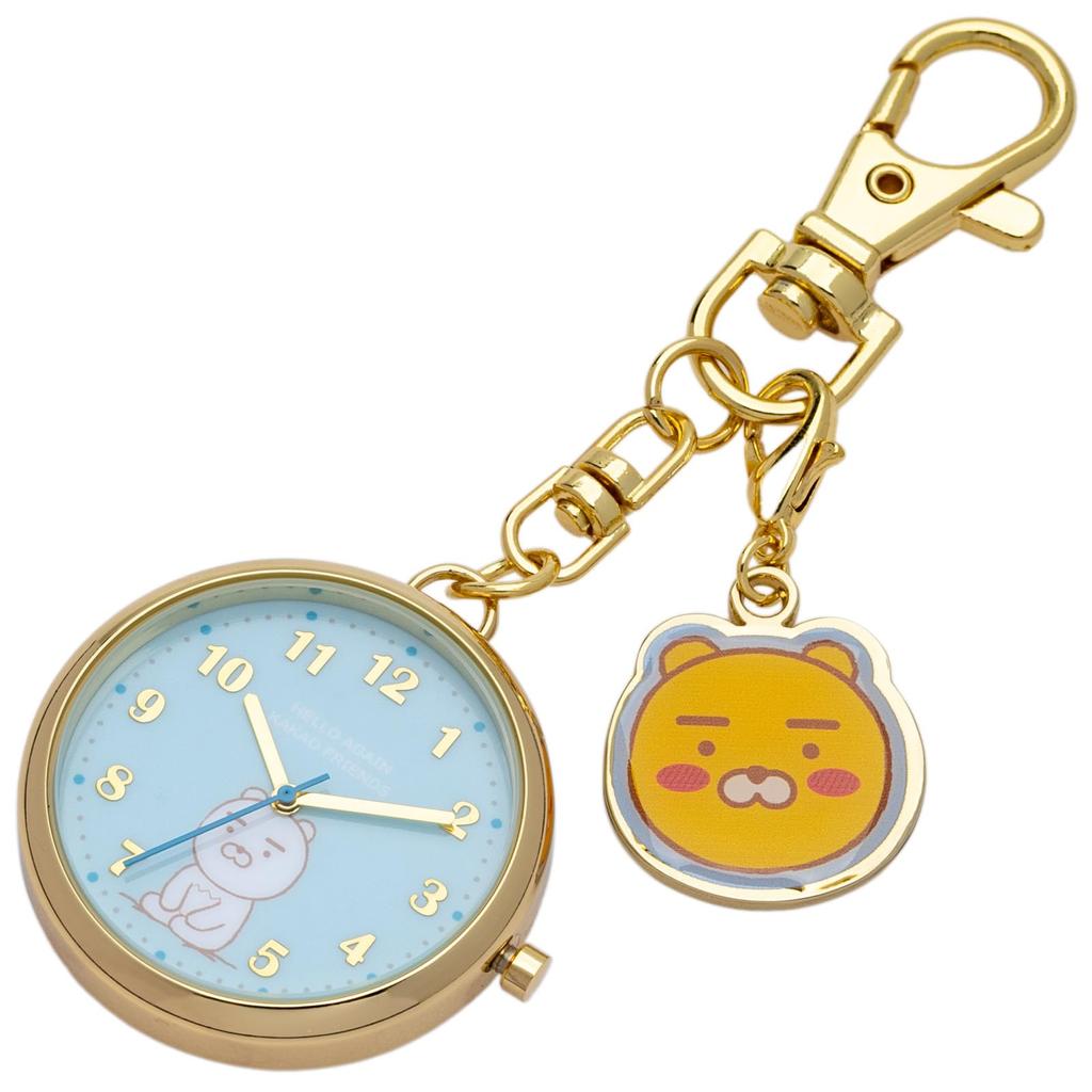 Pocket Watch Keychain Watch Analog Kakao Friends Charm Keychain Watch J Ryan Blue [Fieldwork] Women's KKO002-5
