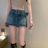 Классическая универсальная и молодежная, удобная и прочная юбка А-силуэта с высокой талией, дизайнерская, с чувством стиля, облегающая, бедра, полуоблегающая, женская летняя модная джинсовая короткая юбка