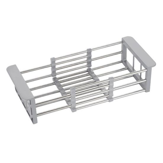 Корзина для слива из нержавеющей стали с регулируемой расширяемой стойкой Многофункциональный кухонный поддон для сушки посуды и мытья овощей Нескользящий Портативный