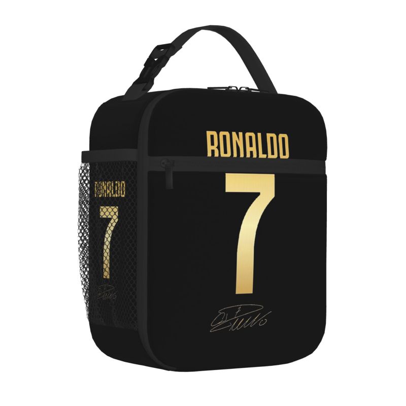 CR7 Любители Футбола Принт Изолированный Ланч-Бэг Многоразовый Портативный Оксфордский Термо-Сумка-Холодильник Ланч Бенто Сумка-Тоут для Школы Работы Пляжа