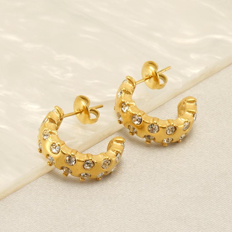 Новые модные серьги U-образной формы из нержавеющей стали, инкрустированные бриллиантами, индивидуальный нишевый темперамент, продвинутое чувство, титан