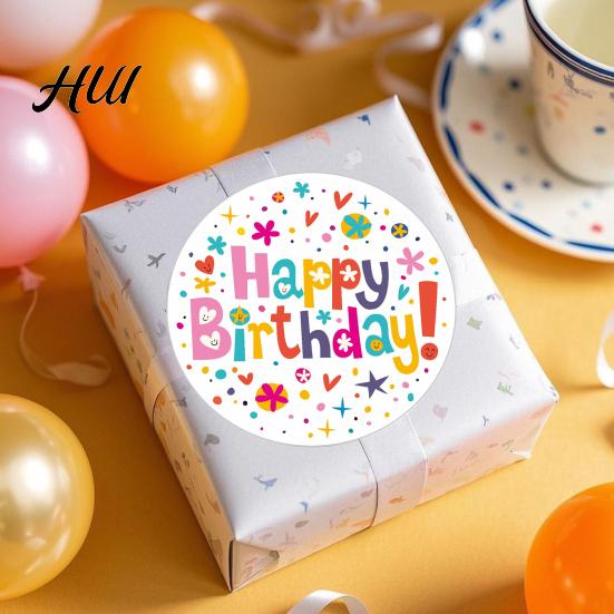 Kids Birthday Sticker Decorations 6Pcs Happy Thank You Set Cute Party Decals for Kindergarten Diary Stickers Gift Wrapping Cards Crafts Colorful