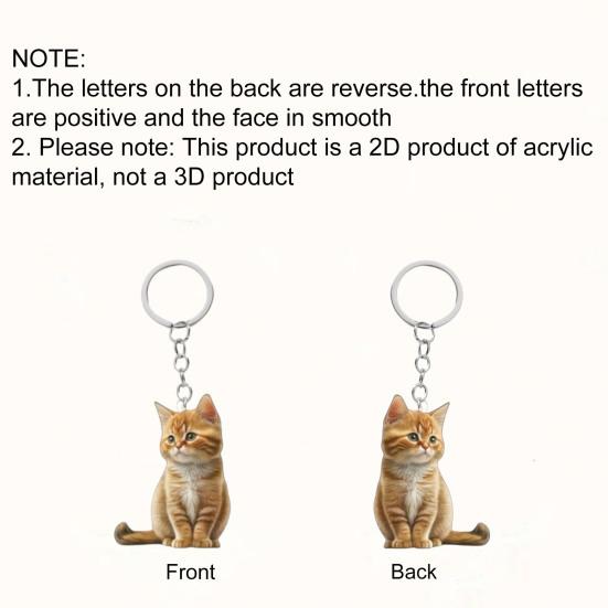 Брелок для ключей в виде кошки, двухсторонний, 2D, плоский, акриловый, подвесной, для питомца, украшение, похожее на брелок для ключей в виде кошки
