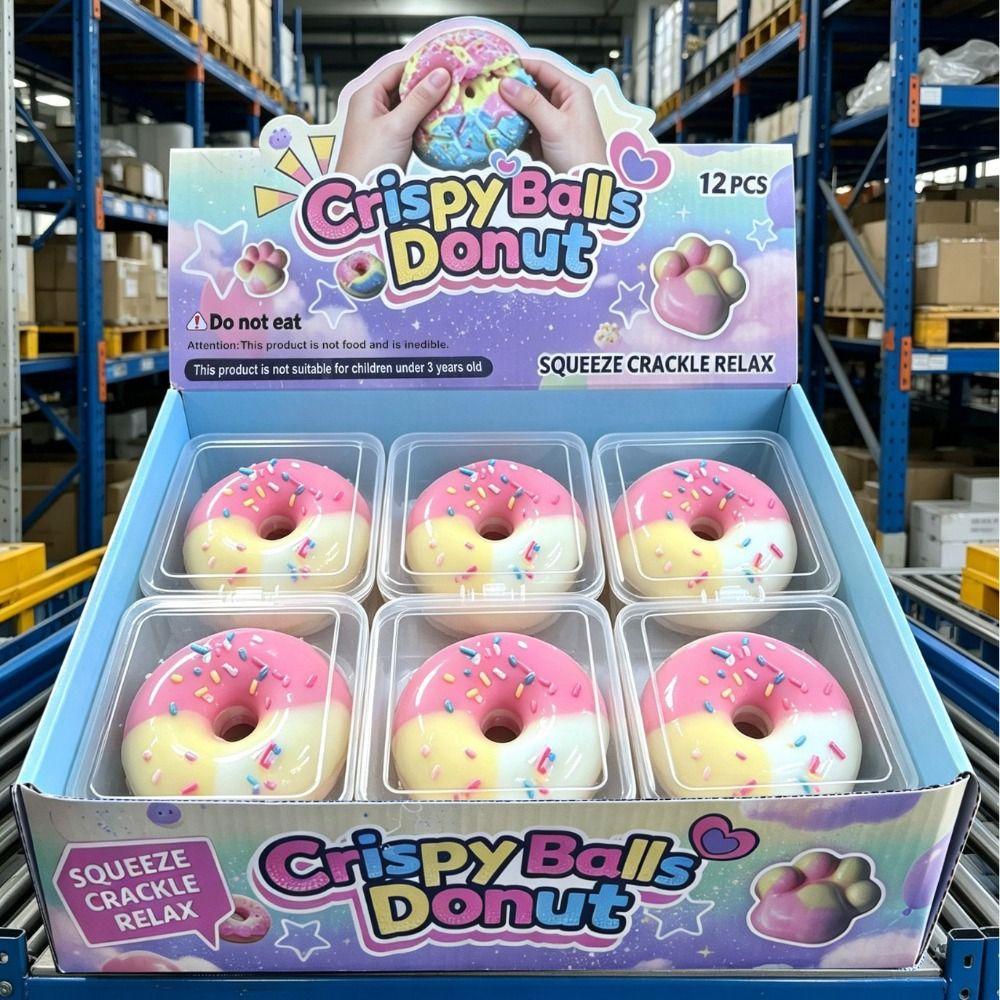 Donut Wax Cracking Squeeze Cat Paw Crispy Feel Squishy Creative Crunch Squishy Toy Student Prize