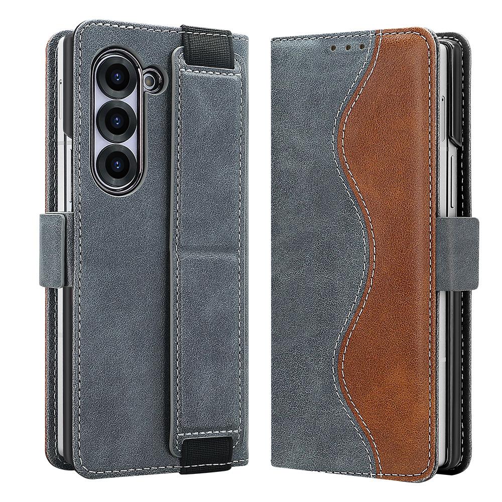 Роскошный кожаный кошелек-чехол с RFID для Samsung Galaxy Z Fold 7 Fold6 Fold5, гальванизированный корпус, ремешок на запястье, подставка, чехол-книжка