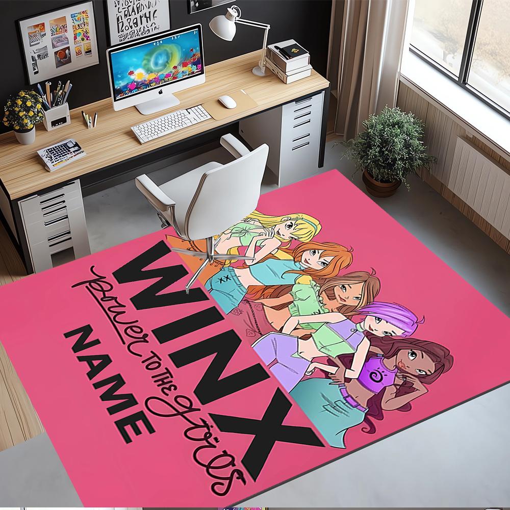 Custom Name Winx Club Printed Carpet,Rug for Office Chair Living Room Bedroom Kitchen Room Decor Gifts.