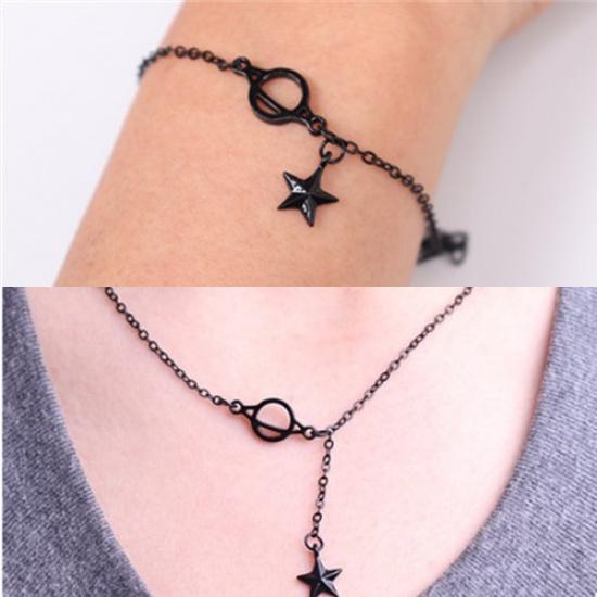 C197 Dark Forest Style Light Luxury Minimalist Bracelet Student Black Planet Pentagram Korean Version Versatile Fresh Necklace