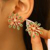 Fashion Dopamine-colored Zircon Hollowed-out Flower Stud Earrings for Women Sunflower Color-matching Design Luxury Ear Jewelry