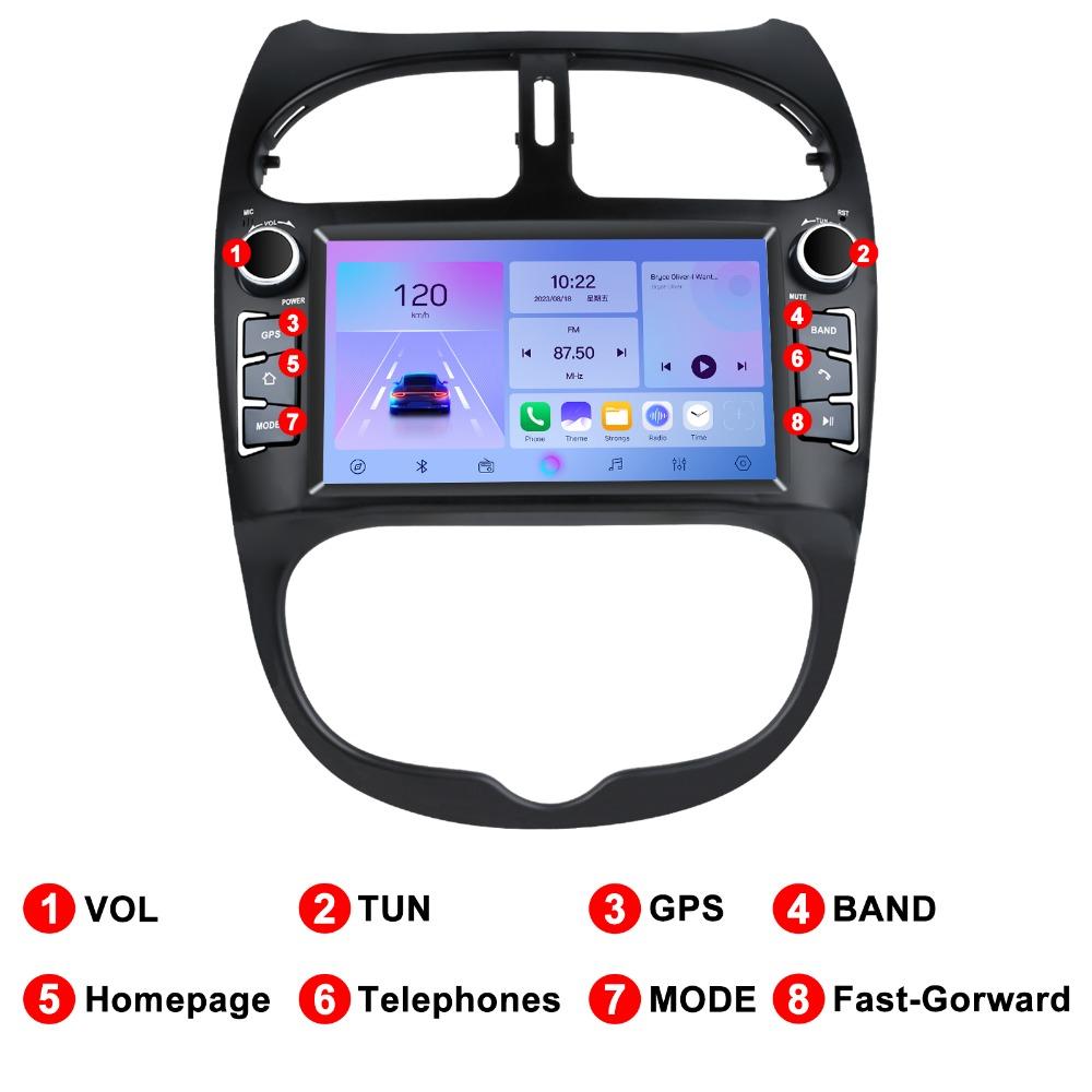 Автомобильное радио Android для Peugeot 206 206CC 206SW 2000-2008 7-дюймовый мультимедийный проигрыватель Carplay 2Din стерео Автомагнитола Навигация GPS