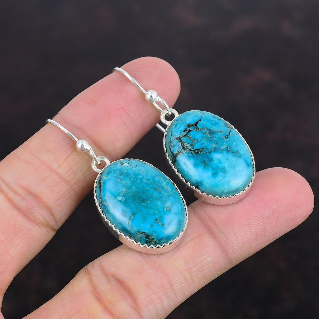 Серьги из тибетской бирюзы, натуральные драгоценные камни, серьги-подвески ручной работы из стерлингового серебра 925 пробы, уникальные стильные серьги, подарки для мамы