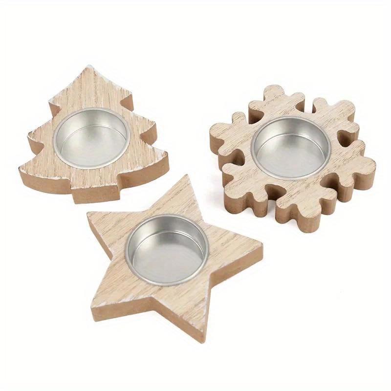 Christmas Wooden Candle Holder Snowflake Candlestick Christmas Decorations for Home Xmas Table Ornaments