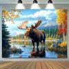 2D plane 1 magnificent elk lake theme photo background and party banner suitable for birthdays weddings festivals