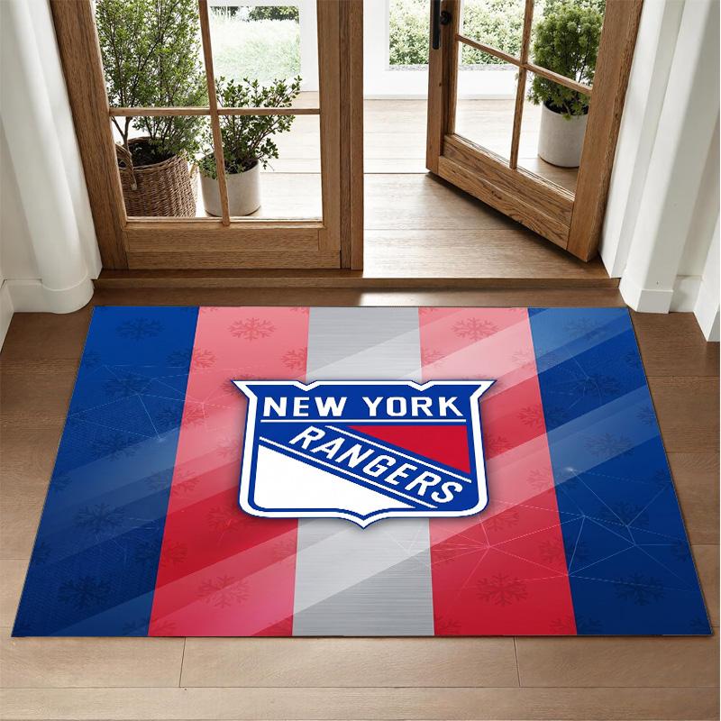 New York Rangers Design Crystal Velvet Rug Soft Decorative Mat for Bedroom Entrance