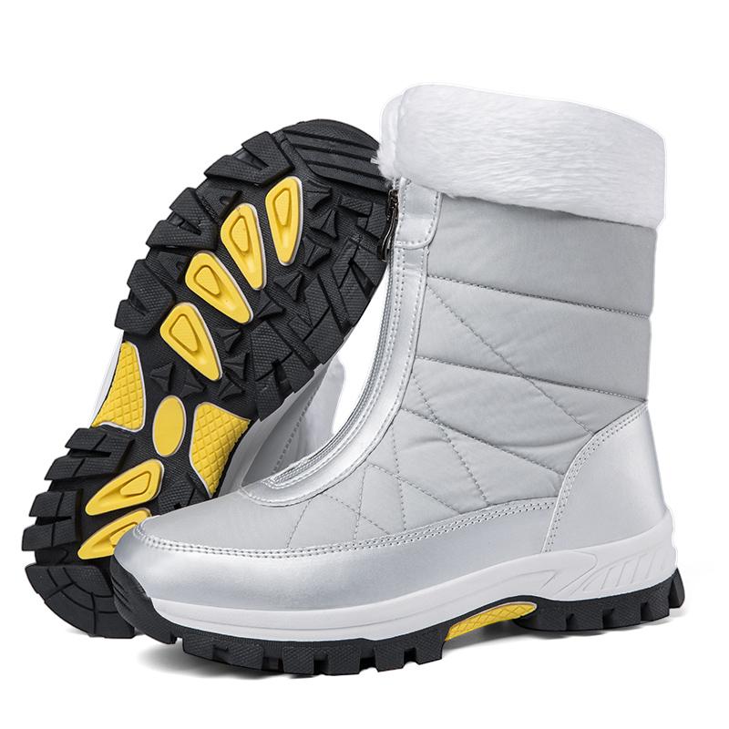 Ботильоны, женская зимняя обувь, сохраняющие тепло, нескользящие черные зимние ботинки, женские белые ботинки на шнуровке, большие размеры 42