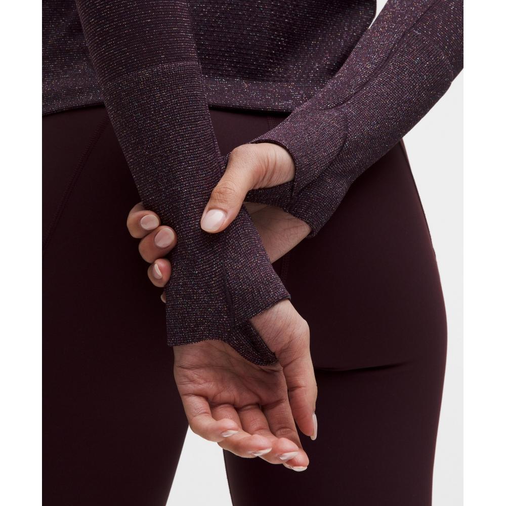 Lululemon Swiftly Tech Long Sleeve Shirt 2.0 Waist Length  Sparkle Black Plum Rainbow Lurex