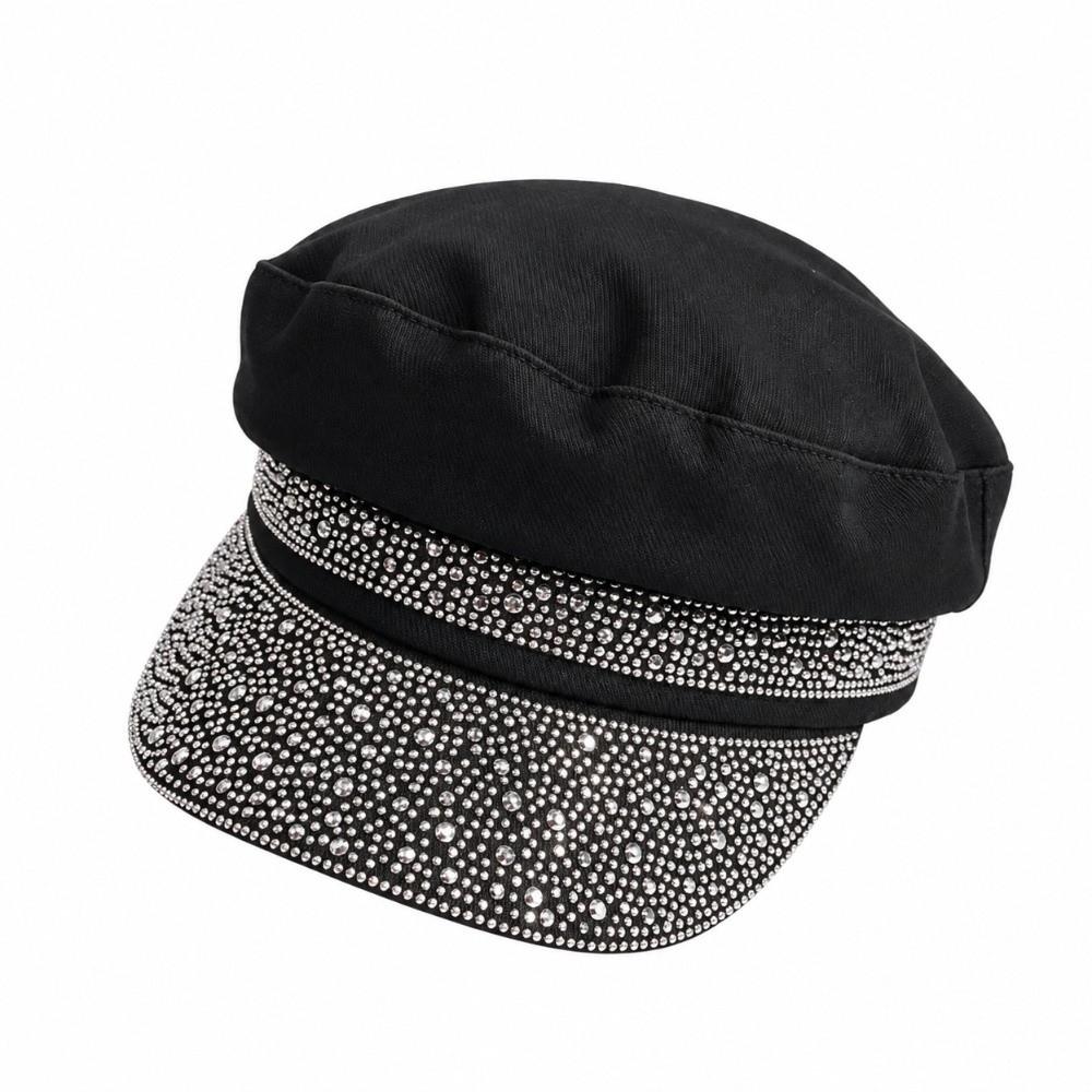 Breathable Peaked Cap Shiny Rhinestone Sun Hat Casual Flat Top Baseball Cap Women