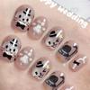 10 шт. Милые Мультяшные Черные Кошачьи Глаза Короткие Ручной Работы Накладные Ногти Каваии Аниме Декорированные Наконечники для Накладных Ногтей
