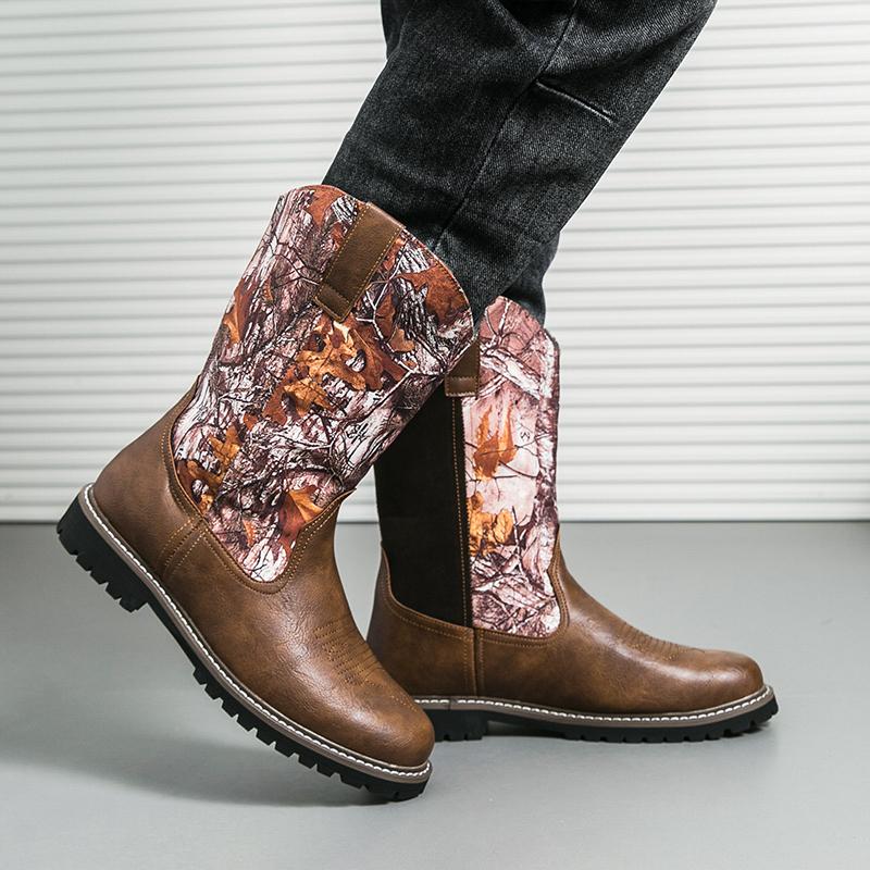 Mens Slip On High Top Shoes 2024 New Arrival Motorcycle Boots for Men Leather Fashion Desert Boots Men's Shoes