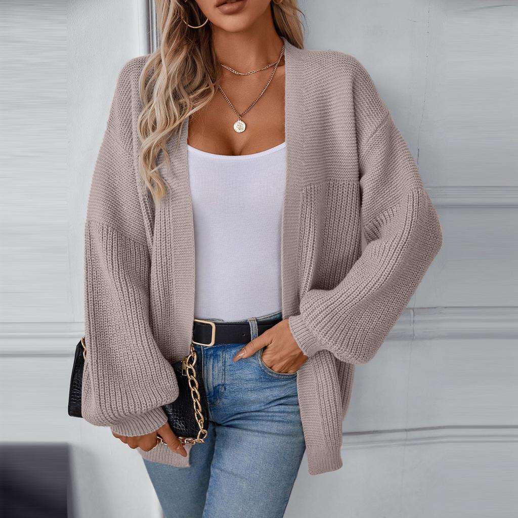 Женская мода повседневный трикотажный однотонный кардиган с капюшоном свитер пальто