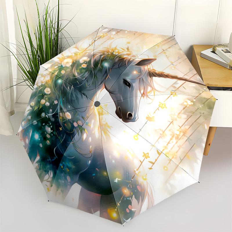 Unicorn Fantasy- Automatic Umbrella, Four Seasons Portable Folding Umbrella, Suitable for Men and Women, Travel, Daily Compact Umbrella, Out