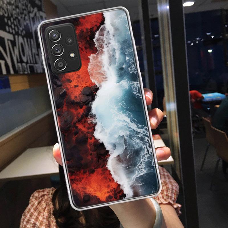The Collision of Lava and Seawater Phone Case for Samsung A54 A57 A37 A17 A14 A15 A12 A24 A34 A55 A35 A25 A52S A07 A05S A04S A22