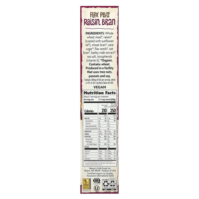 Organic, Flax Plus Cereal, Raisin Bran, 14 oz (400 g)
