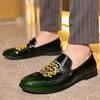 Тренд Новые мужские остроносые глянцевые туфли-слипоны с вышивкой Мужские лоферы для платья Бальные туфли для выпускного вечера Zapatos Hombre