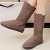 2024 Hot Sale Ladies Shoes Zipper Women's Boots Winter Round Toe Solid Flock Comfortable Warm Low-heeled Mid-Calf Snow Boots