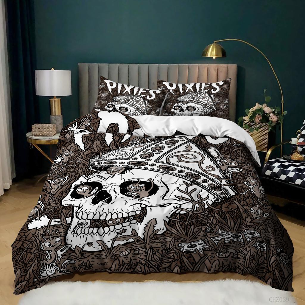 Halloween Skull Three-Piece Home Textiles Bedding Quilt Cover Pillowcase