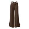 Women's Hollow Belt Trousers Temperament  Flared Trousers High Waist Casual Wide Leg Pants