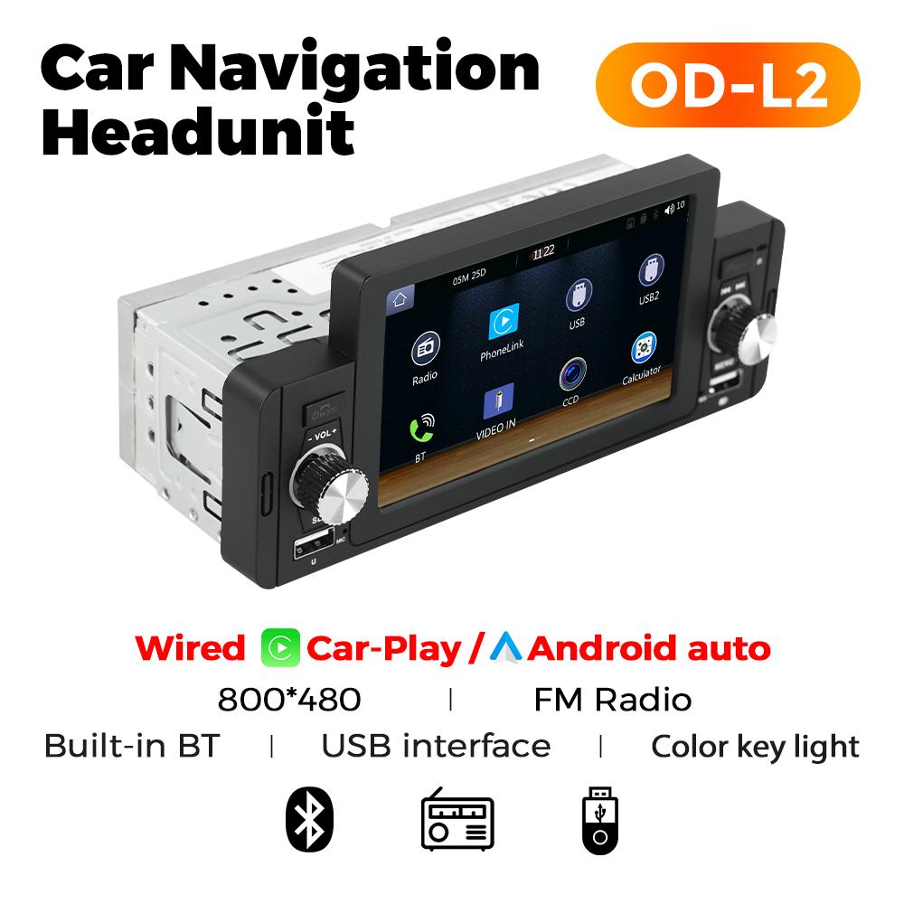 Navifly 5" Touch Screen 1 Din MP5 Player Universal Car Radio Multimedia Player Wireless Carplay Android Auto FM Stereo Receiver