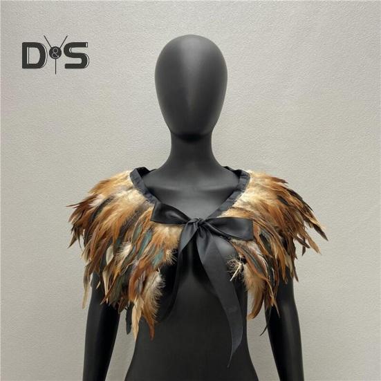 Женская шаль в готическом стиле, перьевая накидка, шарф, наплечная шаль, карнавальный костюм, винтажная шаль ручной работы с регулируемым атласным галстуком