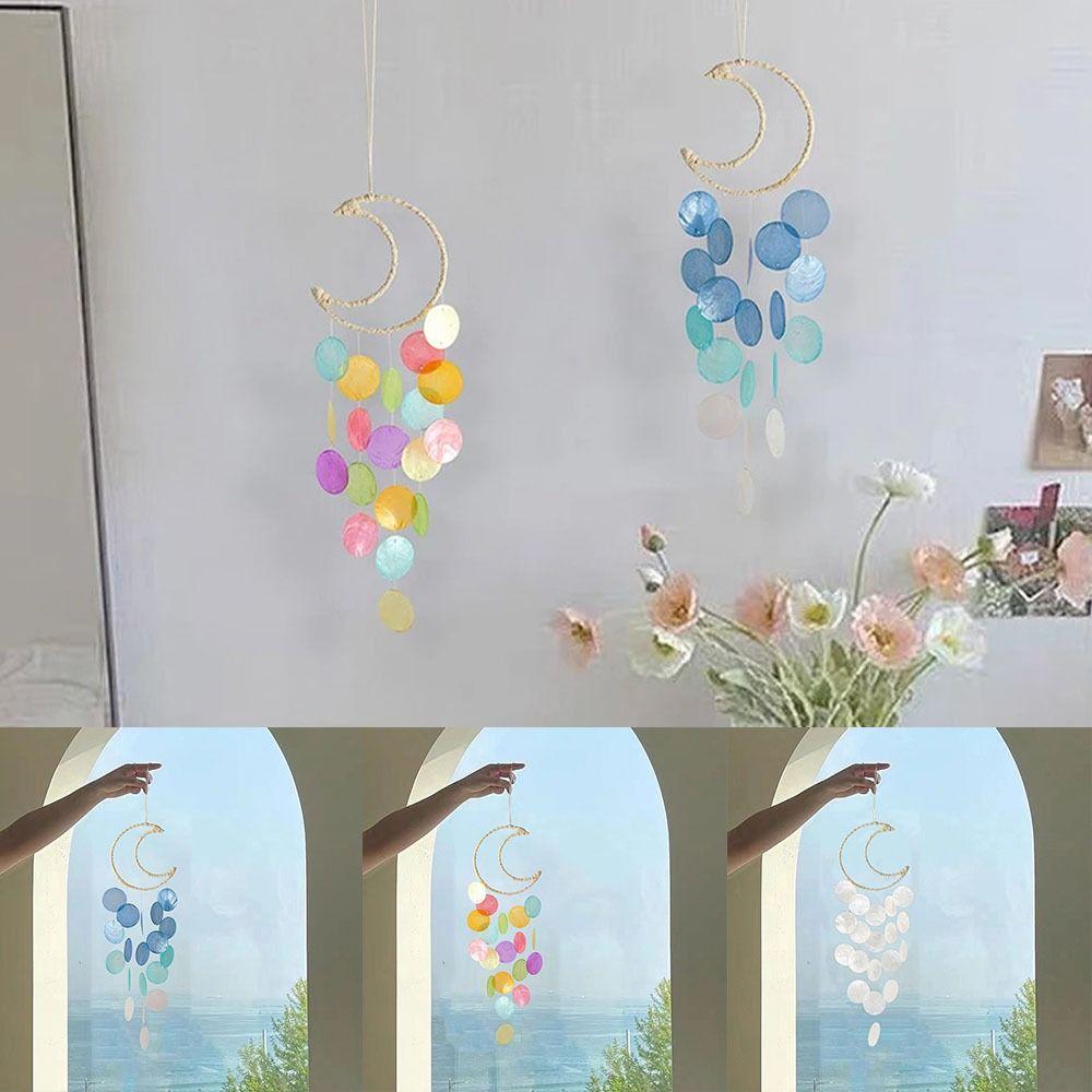 Handmade Natural Shell Wind Chimes Colorful Moon Dream Catchers for Room Window Balcony