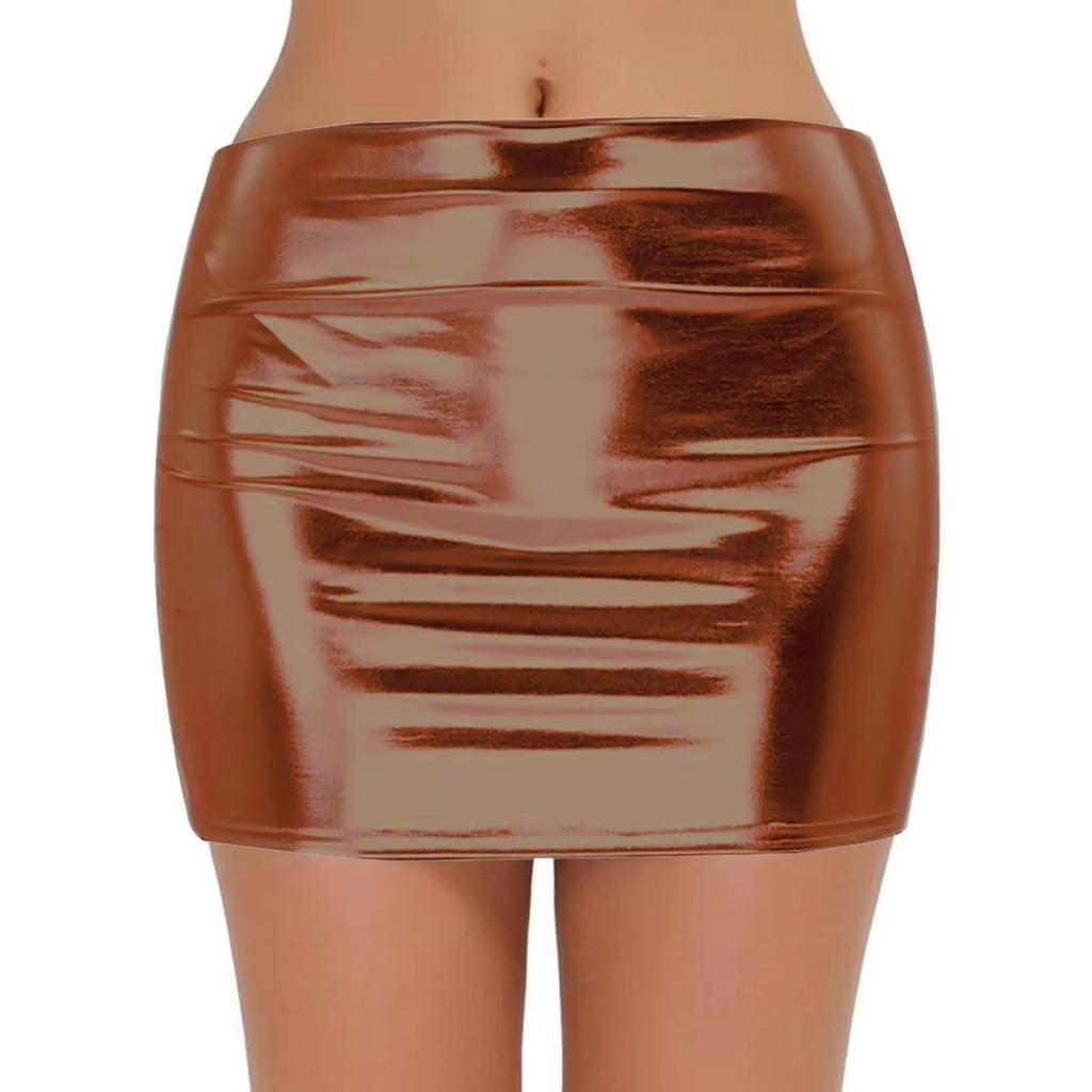 Женская модная однотонная блестящая эластичная облегающая юбка, сексуальная юбка-карандаш с высокой талией для вечеринок и клубов