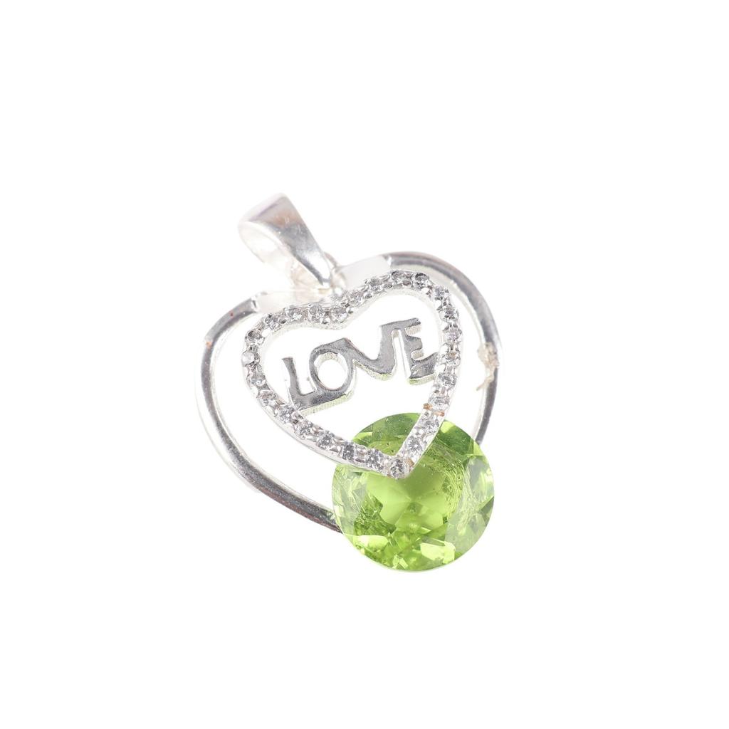 Peridot Gemstone 925 Sterling Silver Zircon Jewelry Pendant1.10" Gift For Mother CZP-3-18