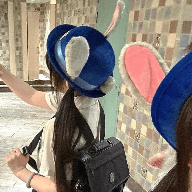 Шляпа Джуди, шляпа-котелок кролика, шляпа полицейского из «Зверополиса», шляпа Джуди, детский головной убор, повязка на голову для взрослых, шляпа