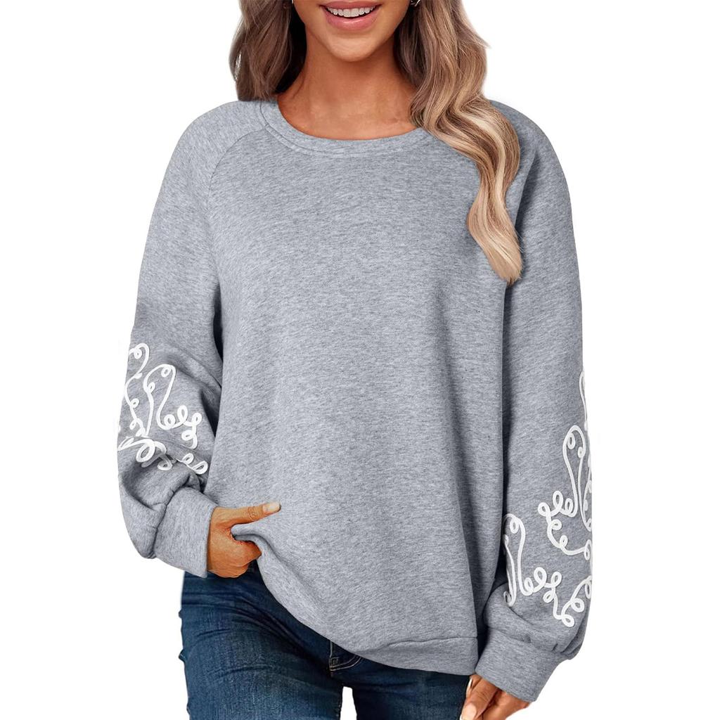 Женский топ с длинным рукавом и круглым вырезом, однотонная толстовка с капюшоном, толстовки с круглым вырезом, однотонные топы с длинным рукавом