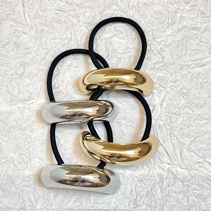 1/2/10pcs Geometric Metal Hair Rope for Women Elegant High Elasticity Does Not Hurt the Hair Scrunchies Girls High Pony