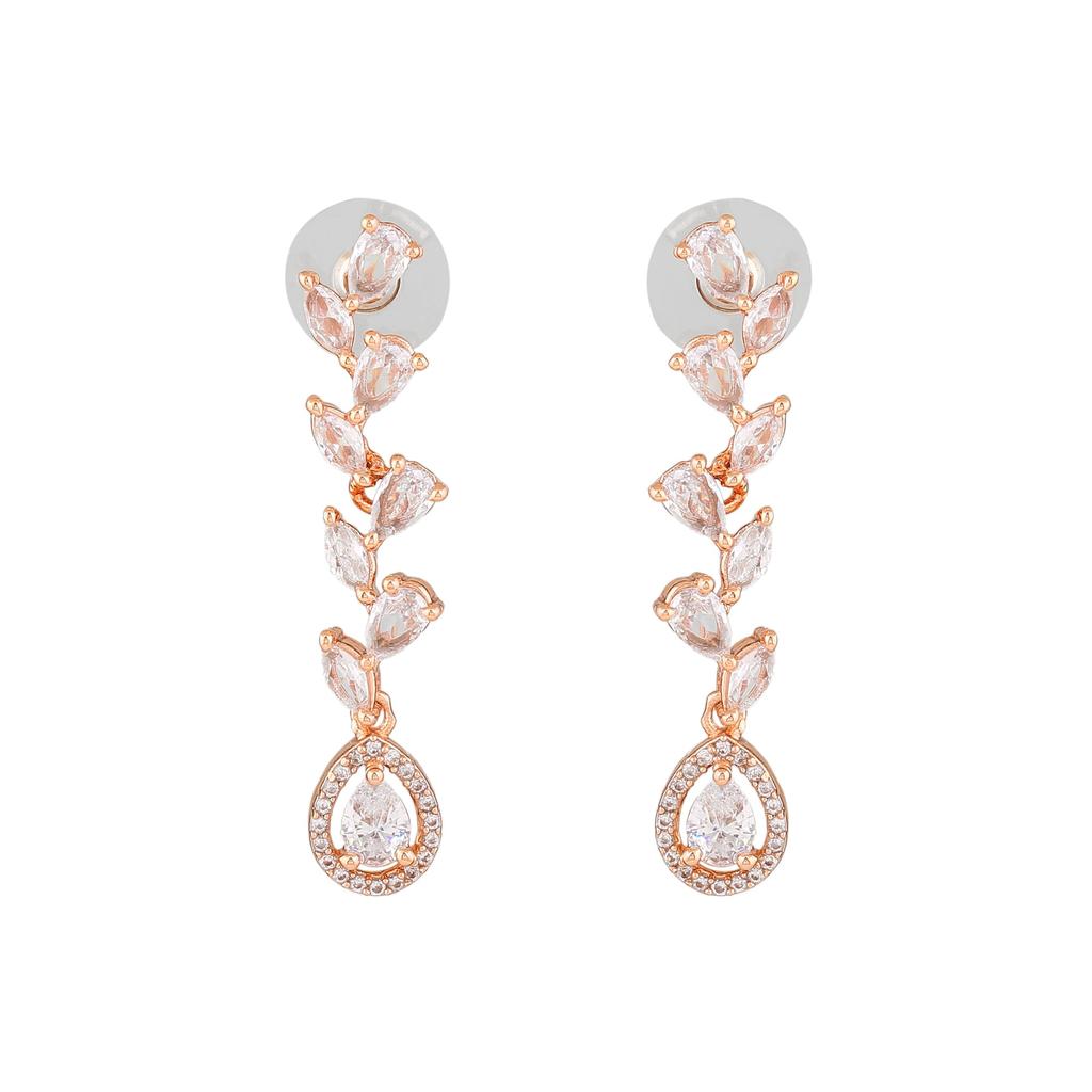 Estele Women's Sparkling Zirconia Rose Gold Earrings