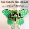Wooden Green Butterfly Shelf Storage Rack Butterfly Hanging Wall Shelf Display Shelf Stones Candle Necklace Hanging Holder Interior Wall Decor Shelf