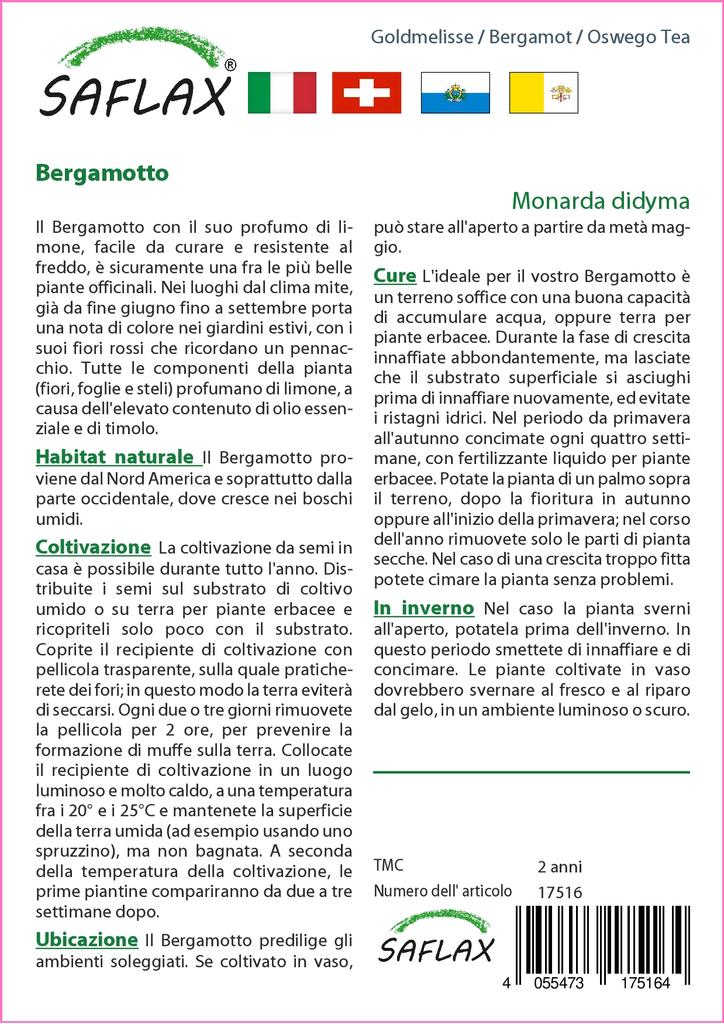 SAFLAX Garden in the Bag - Чай Бергамот / Освего - 20 семян - С субстратом в подходящем пакете-стойке - Monarda Didyma