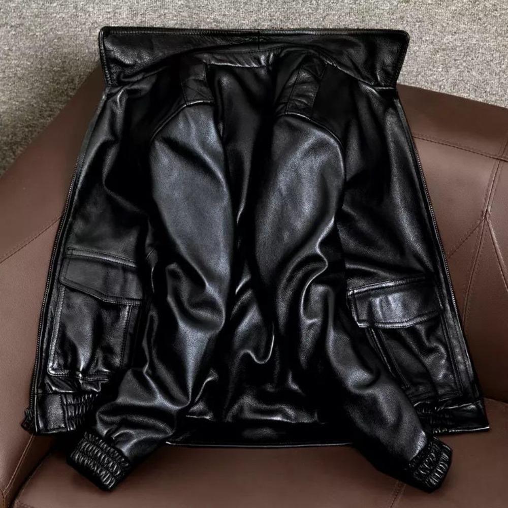Куртка из натуральной мягкой коровьей кожи первого слоя, мужская летная куртка с короткими лацканами