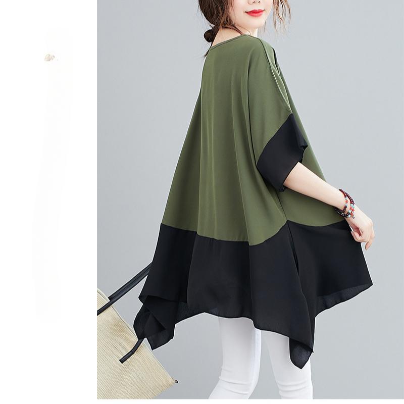 Футболка Fat Sister Plus Size, летняя женская, с короткими рукавами, свободная, модная, с тонкой строчкой и прикрывающей живот, из шифона