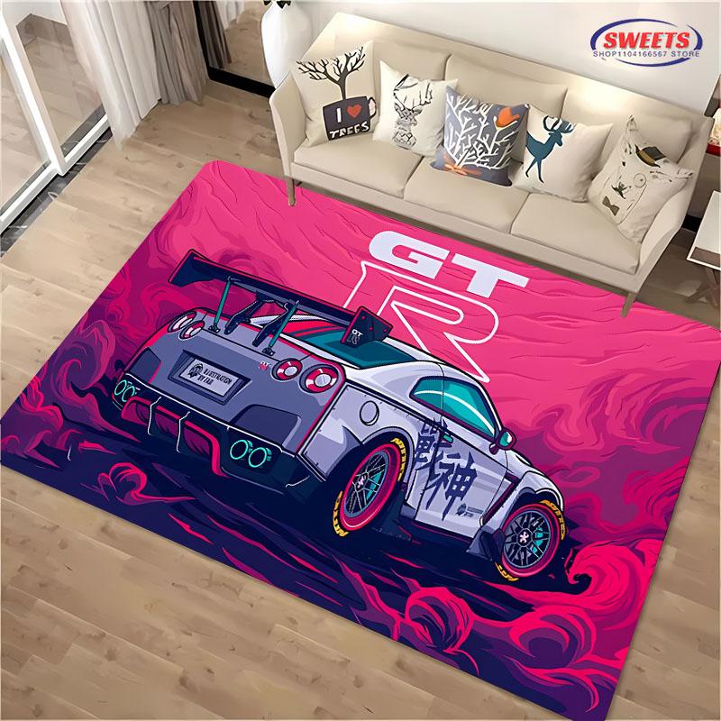 3D HD Печать Классический Гоночный Автомобиль GTR Ковер, Ковер для Гостиной Спальни Дивана Придверный Коврик Декор Ковер Нескользящий Напольный Коврик Alfombra