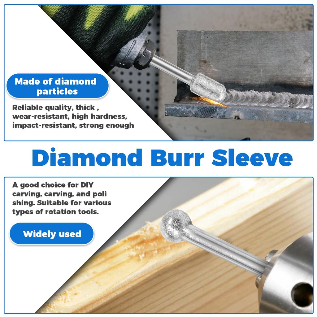 40Pcs Diamond Drill Grinding Bit 1/8" Shank 120 Grit Stone Carving Dremel Rotary Tool for Carving Grinding Polishing Engraving