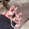 Шнурок для телефона Hello Kitty с бусинами, разноцветные пастельные бусины, очаровательное сердечко, для девочек, повседневный аксессуар и украшение для телефона