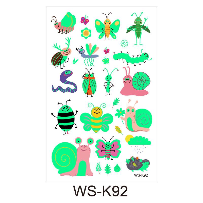 Детская мультяшная светящаяся в темноте татуировка с флуоресцентной зеленой водонепроницаемой бонусной наклейкой