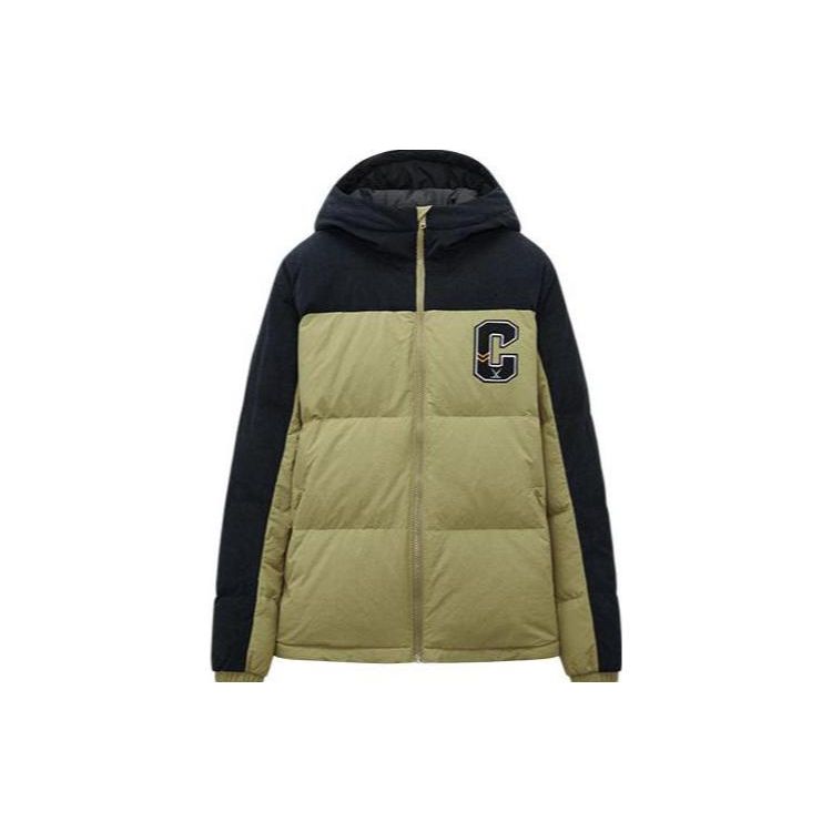 Anta Life Series Письменная вышивка на молнии с капюшоном Толстый теплый пуховик Мужская верхняя одежда Зеленый 152248905-6